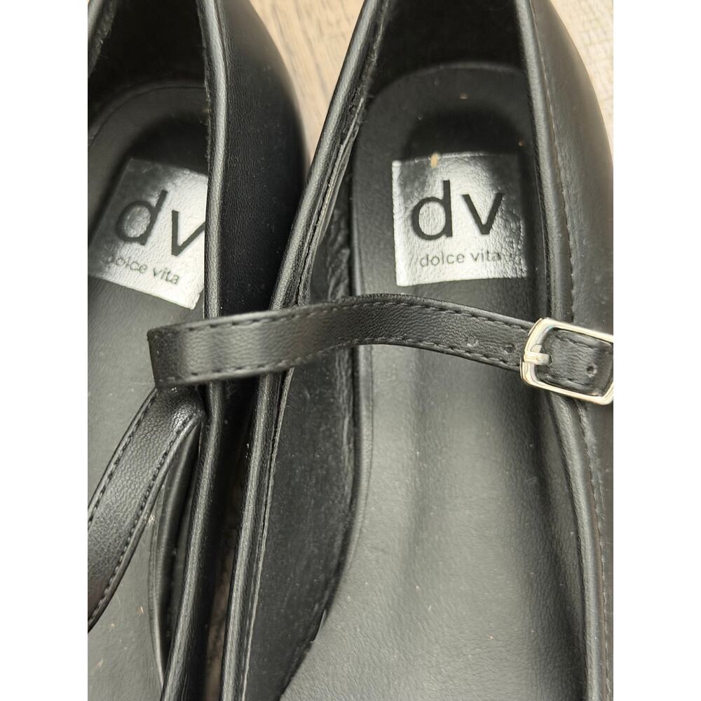 DV Dolce Vita Dollie Ballet Flat Size 7.5 Black Lather Round Toe Mary Jane Shoes - Picture 3 of 8